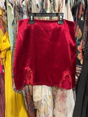 Red Satin Mini Skirt